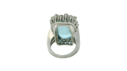 18K White Gold Aquamarine and Diamond Ring