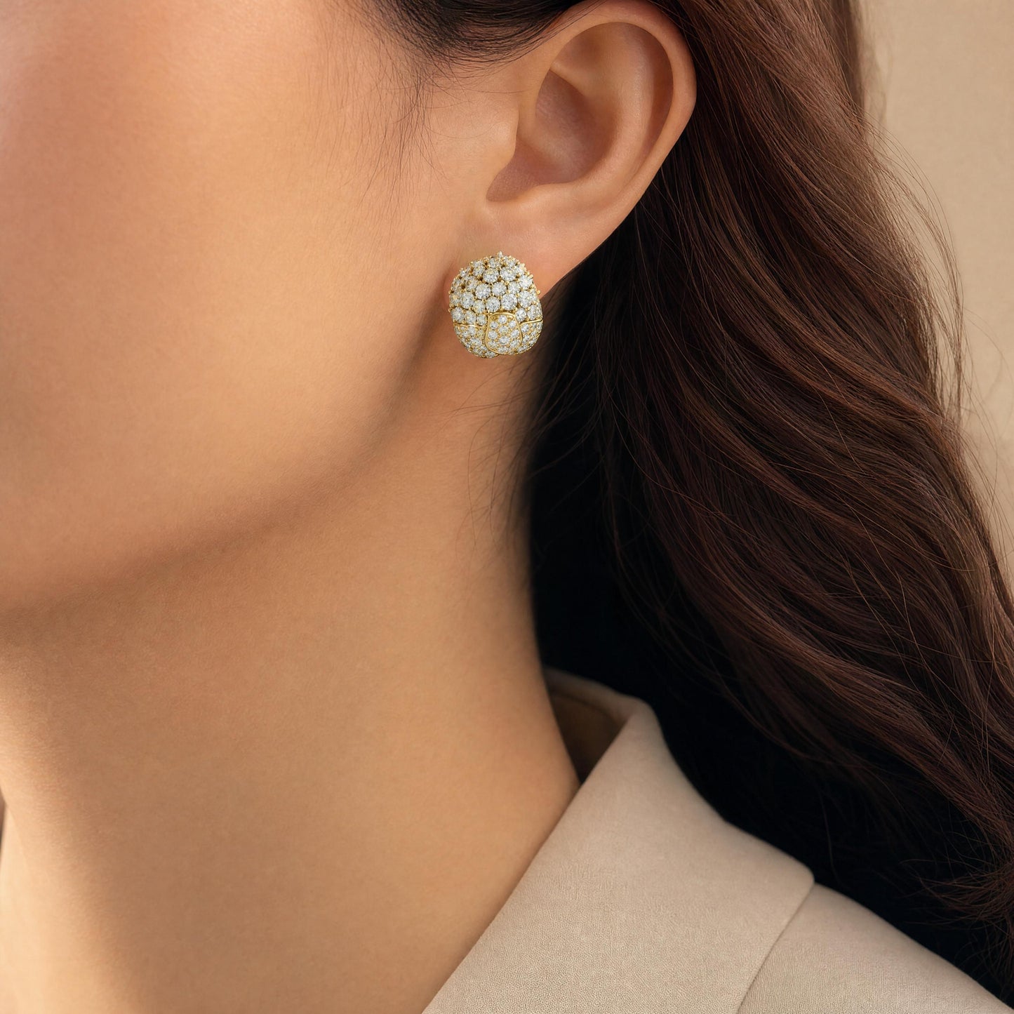 Cartier "Fleurs et Feuillages" Day & Night in 18K Yellow Gold & Diamonds Earring