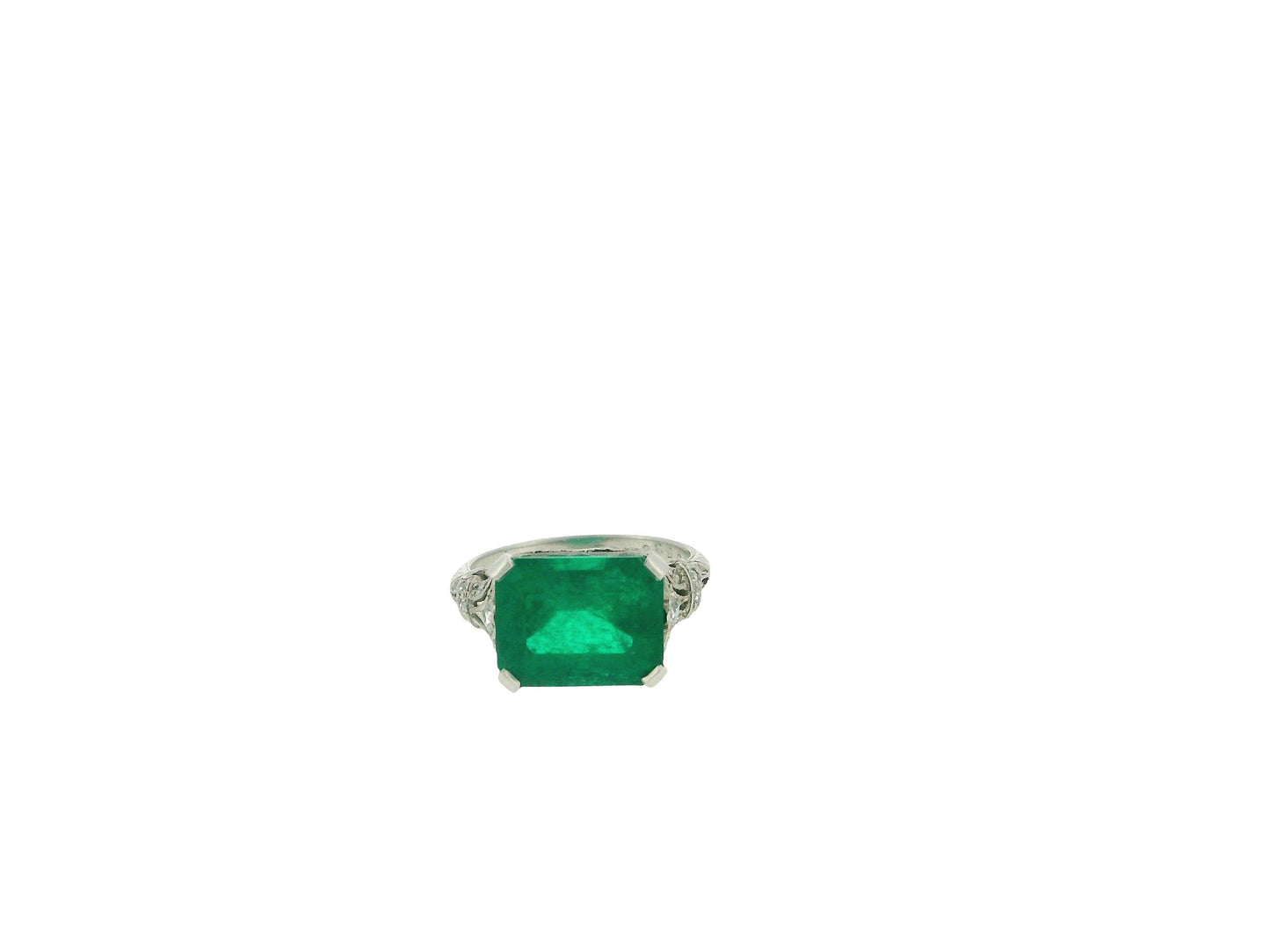 art deco plat filagre ring 4.06 muzo emerald vivid green Dunaigre report