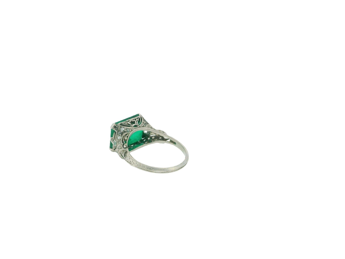 art deco plat filagre ring 4.06 muzo emerald vivid green Dunaigre report