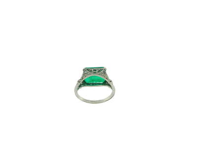 art deco plat filagre ring 4.06 muzo emerald vivid green Dunaigre report