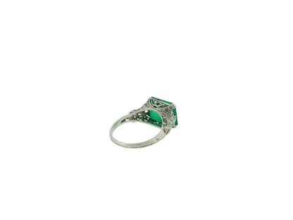 art deco plat filagre ring 4.06 muzo emerald vivid green Dunaigre report