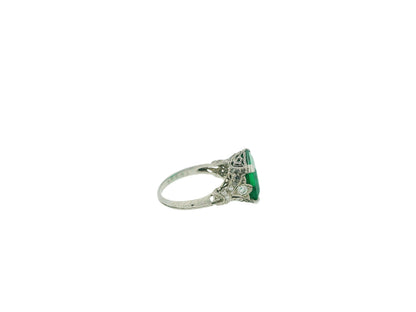 art deco plat filagre ring 4.06 muzo emerald vivid green Dunaigre report