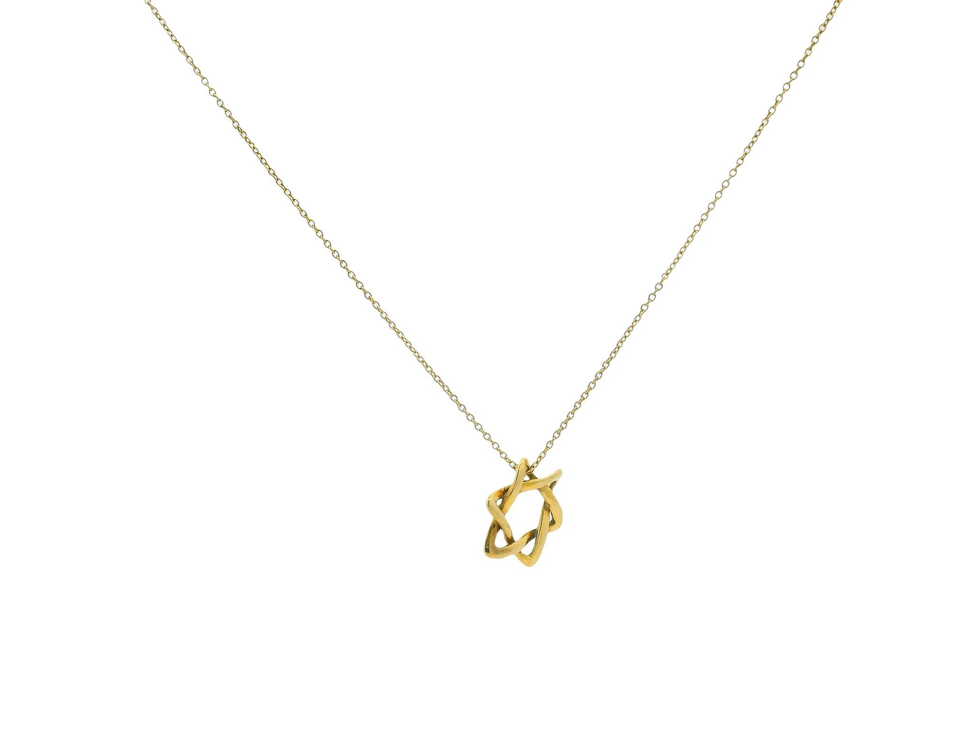 Tiffany Star Of David 18K Yellow Gold Necklace