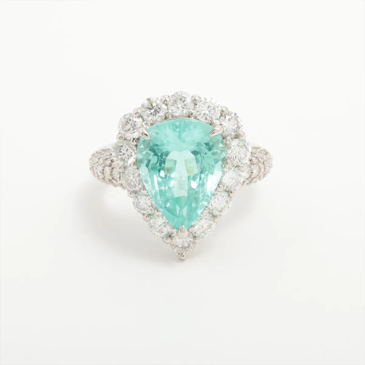 Platinum Pear-Cut Paraiba Tourmaline and Diamond Ring GIA Certified