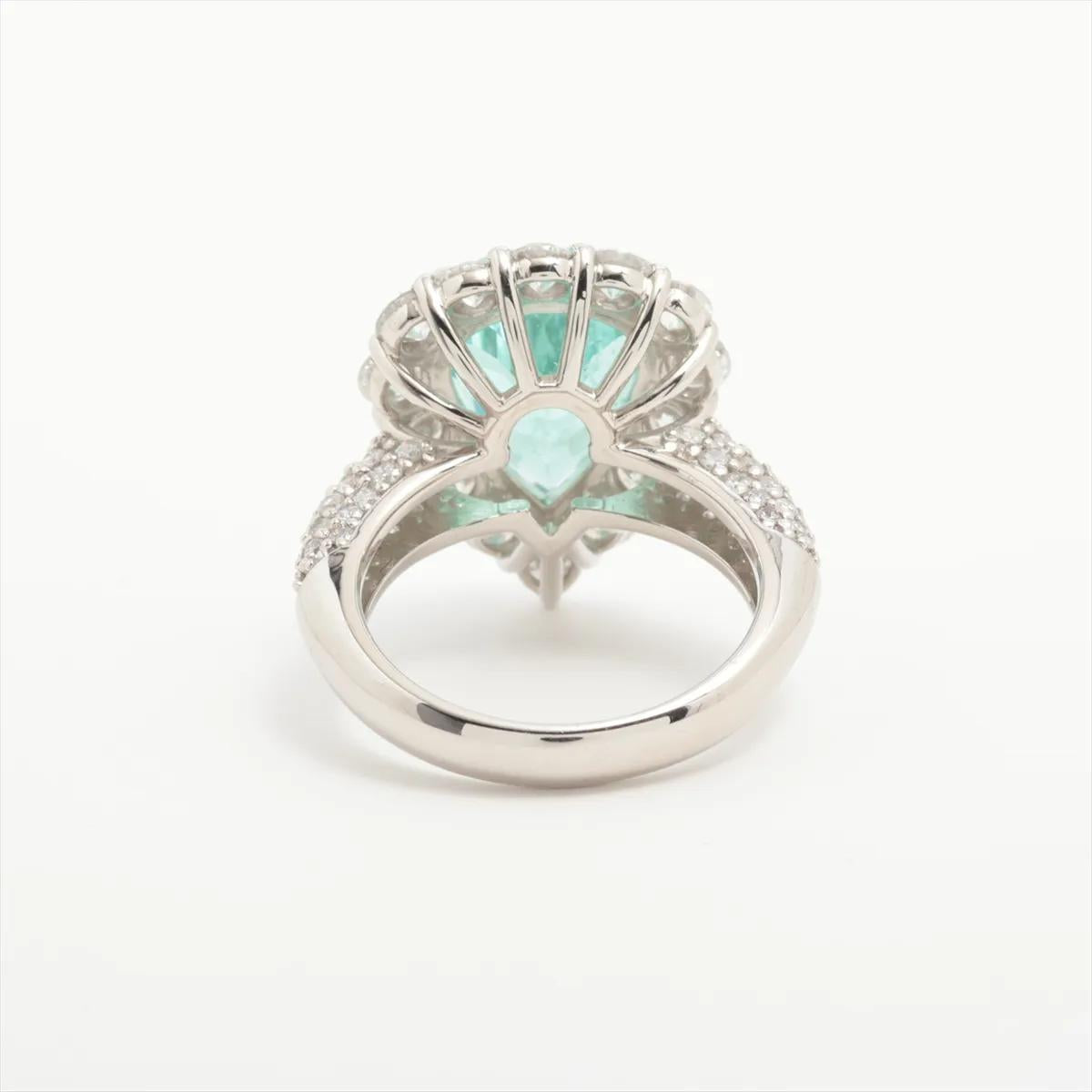 Platinum Pear-Cut Paraiba Tourmaline and Diamond Ring GIA Certified