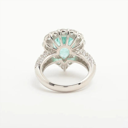 Platinum Pear-Cut Paraiba Tourmaline and Diamond Ring GIA Certified