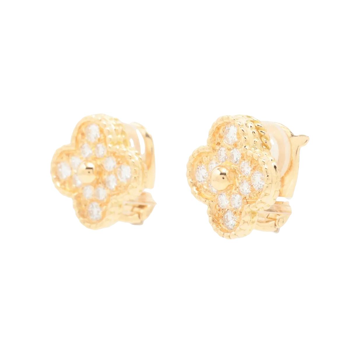Van Cleef & Arpels Vintage Alhambra 18K Yellow Gold & diamond earrings