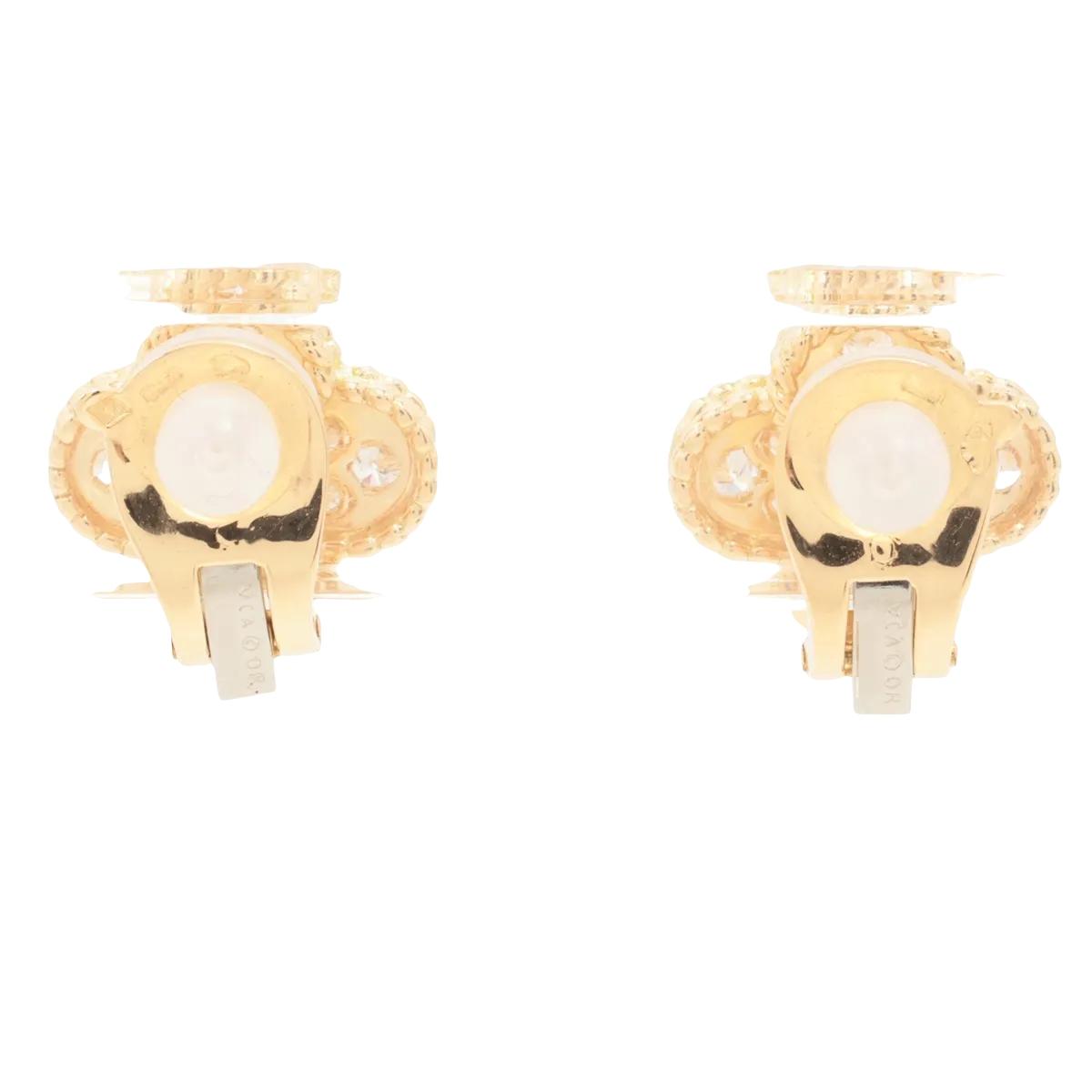 Van Cleef & Arpels Vintage Alhambra 18K Yellow Gold & diamond earrings