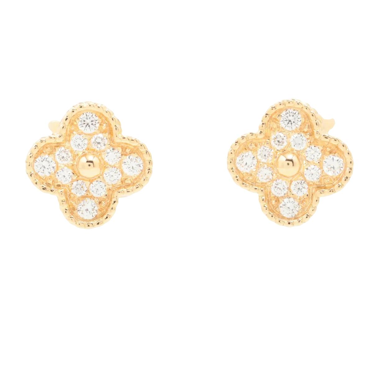 Van Cleef & Arpels Vintage Alhambra 18K Yellow Gold & diamond earrings
