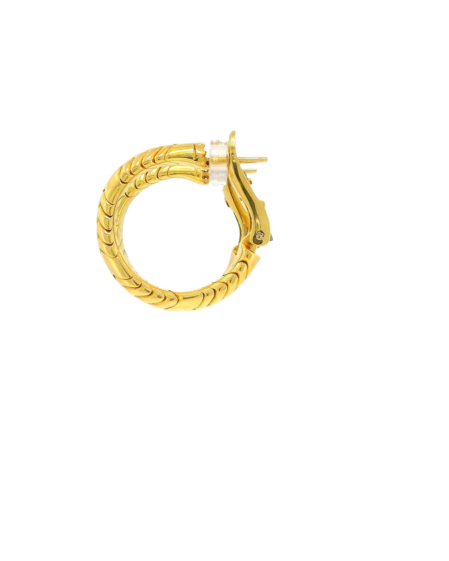 Bvlgari 18k Yellow Gold Spiga Hoop Earrings