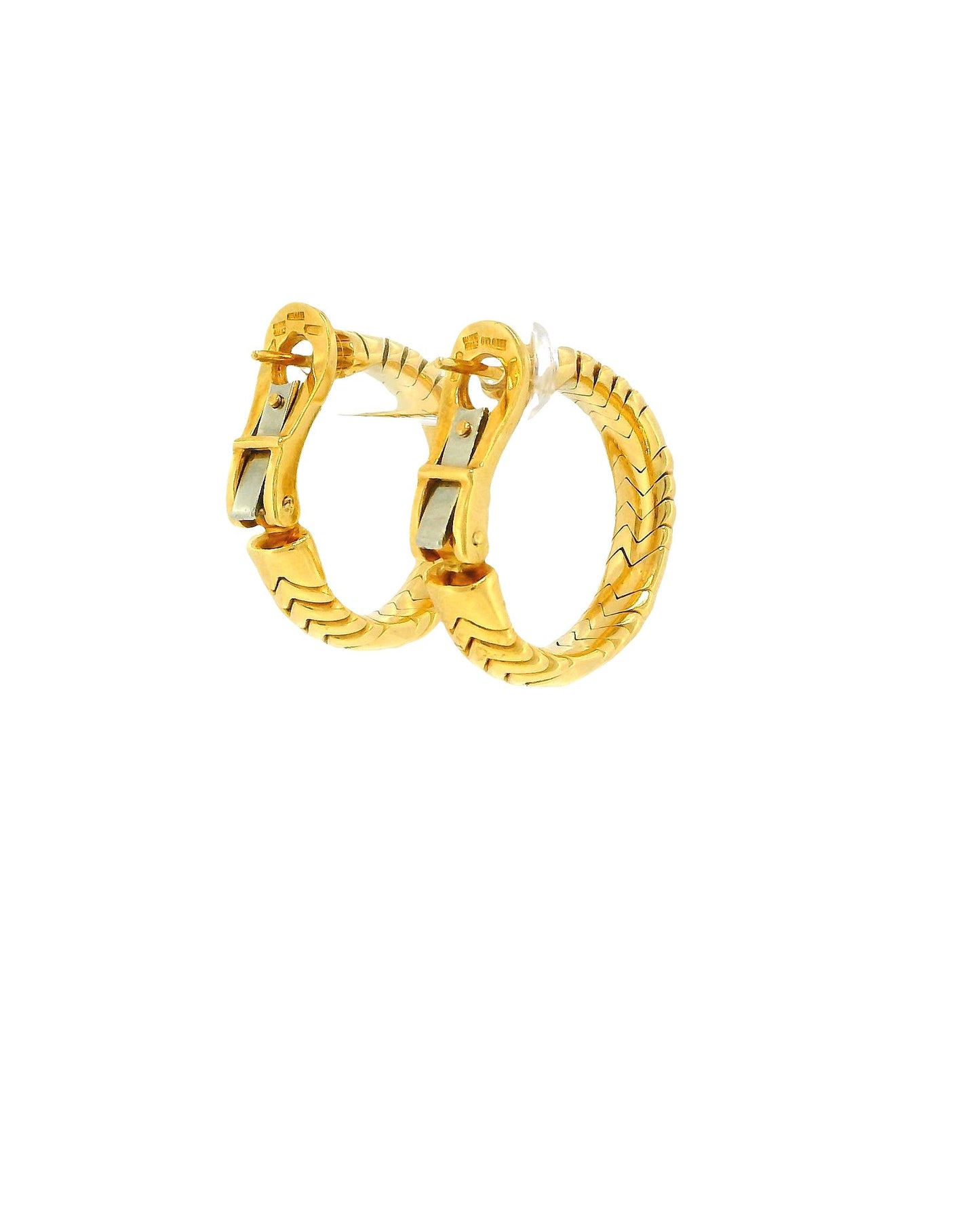 Bvlgari 18k Yellow Gold Spiga Hoop Earrings