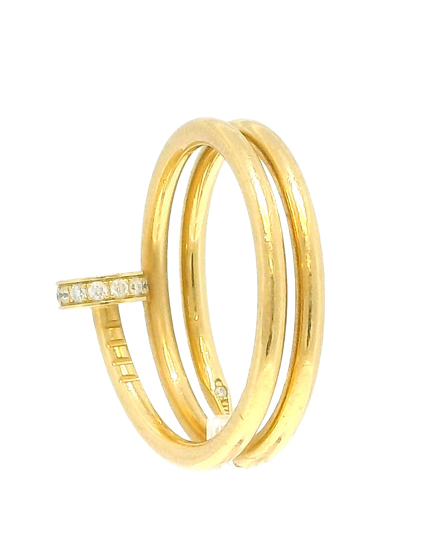 Cartier Juste un Clou double-diamond 18K Yellow Gold Ring Size 55