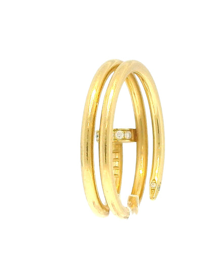 Cartier Juste un Clou double-diamond 18K Yellow Gold Ring Size 55