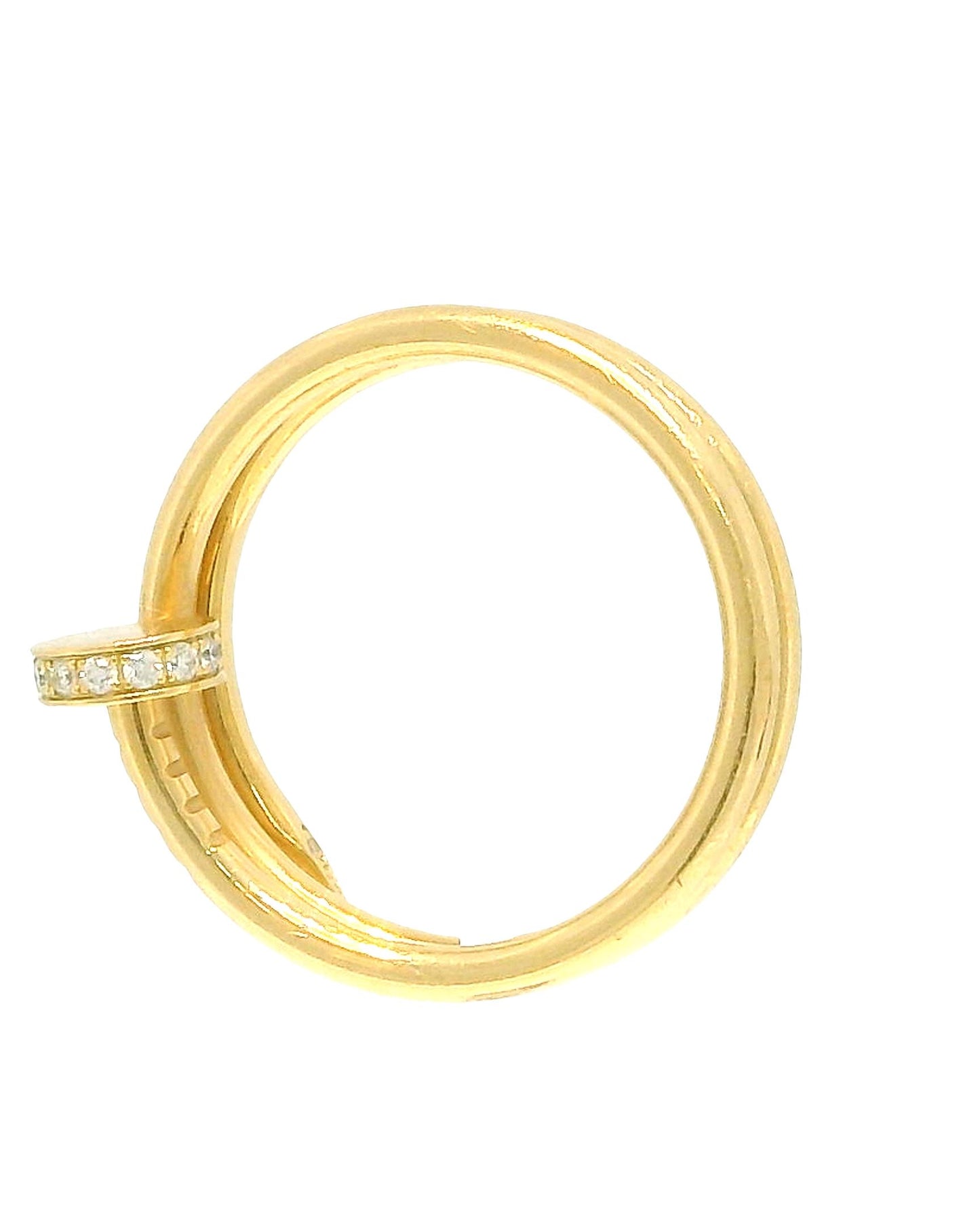 Cartier Juste un Clou double-diamond 18K Yellow Gold Ring Size 55
