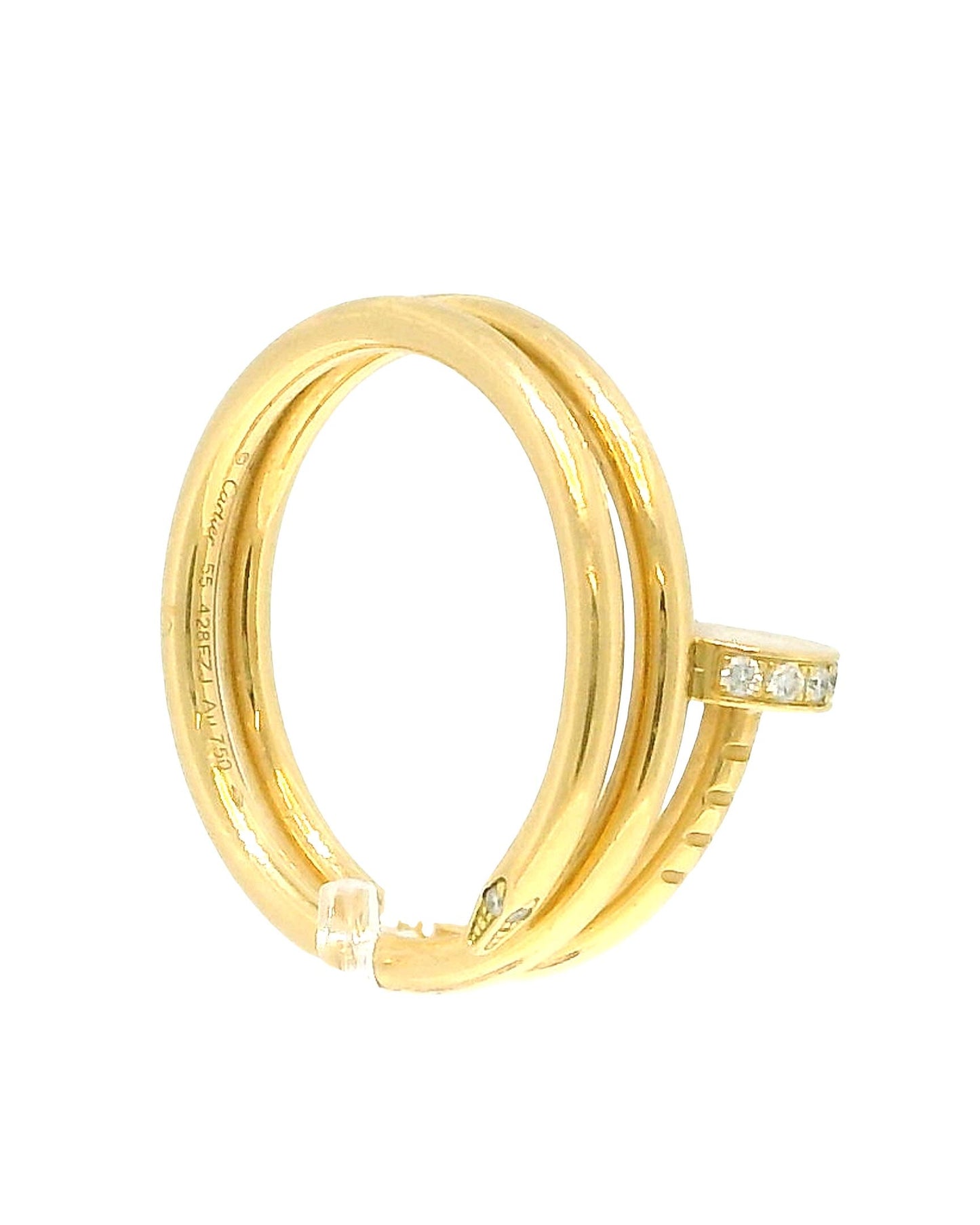 Cartier Juste un Clou double-diamond 18K Yellow Gold Ring Size 55