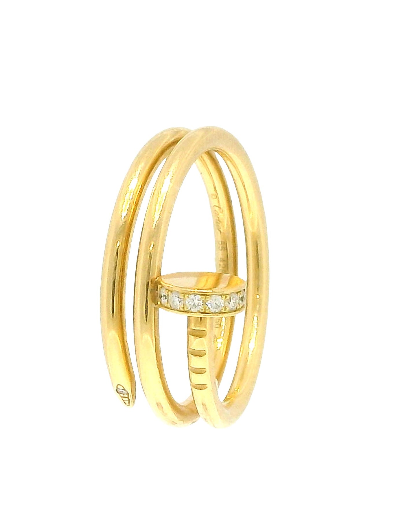 Cartier Juste un Clou double-diamond 18K Yellow Gold Ring Size 55