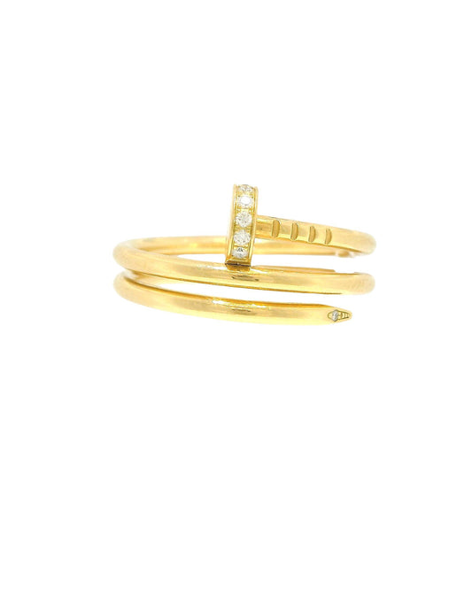 Cartier Juste un Clou double-diamond 18K Yellow Gold Ring Size 55