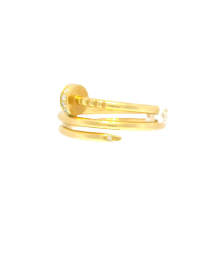 Cartier Juste un Clou double-diamond 18K Yellow Gold Ring Size 55
