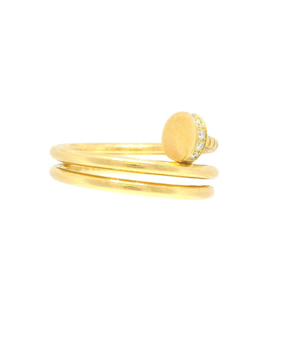 Cartier Juste un Clou double-diamond 18K Yellow Gold Ring Size 55