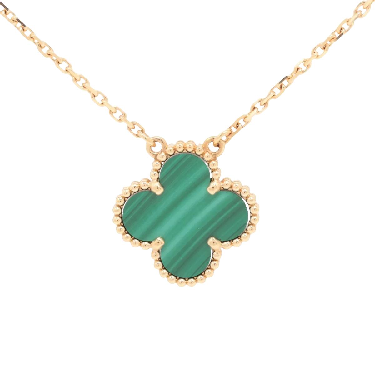 Van Cleef & Arpels Vintage Alhambra Malachite Necklace Box & Papers