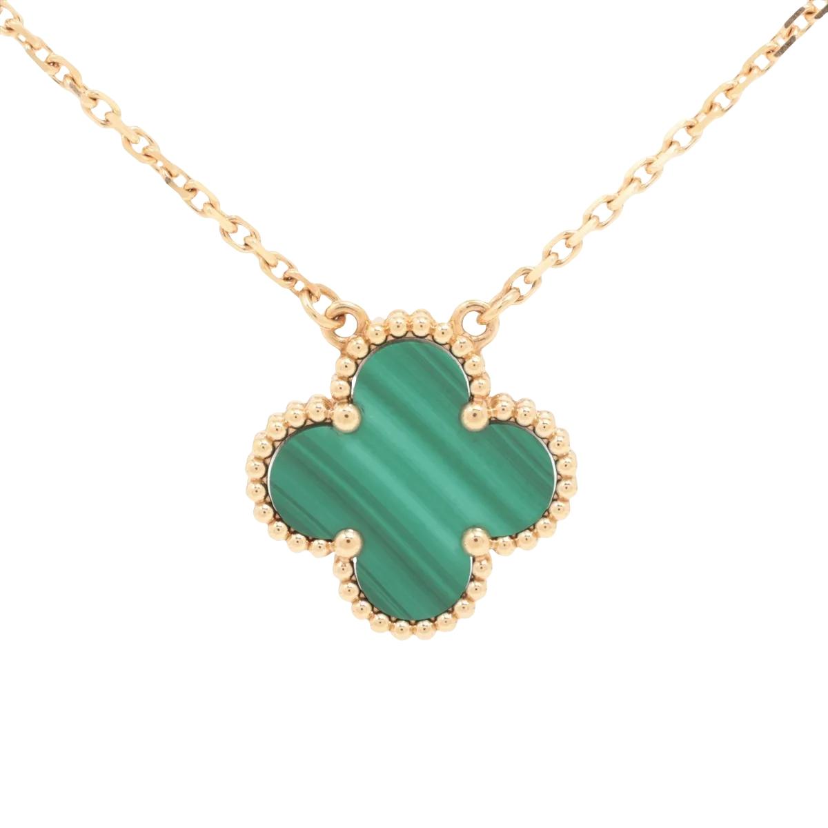 Van Cleef & Arpels Vintage Alhambra Malachite Necklace Box & Papers