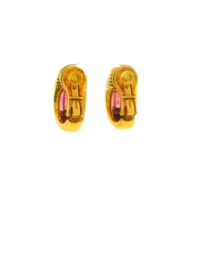 BVLGARI Tronchetto Pink Tourmalie 18K Gold Clip-On Earrings