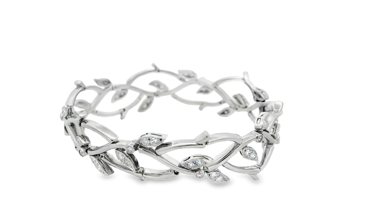 Tiffany olive leaf platinum diamond bracelet
