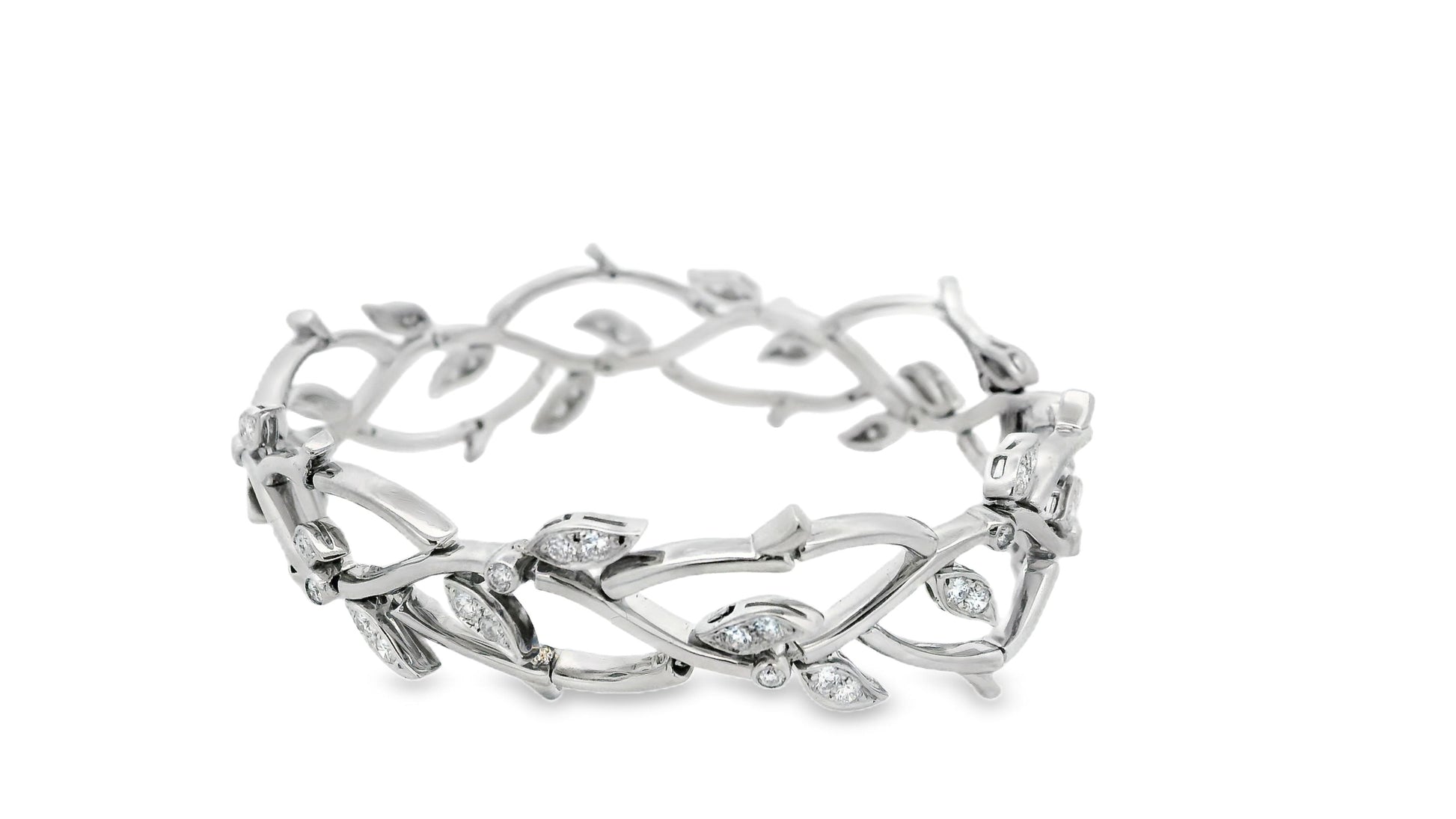 Tiffany olive leaf platinum diamond bracelet