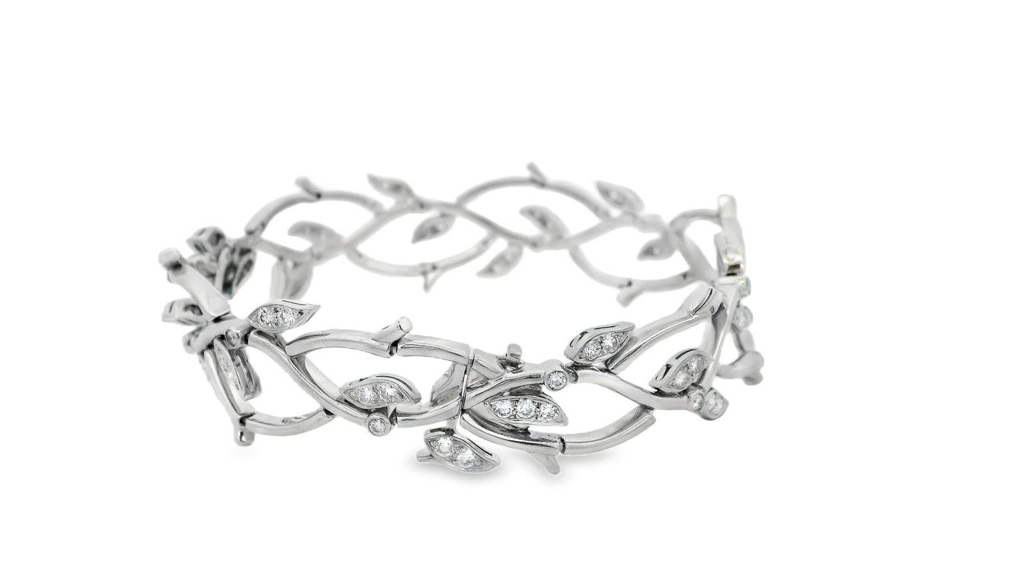 Tiffany olive leaf platinum diamond bracelet
