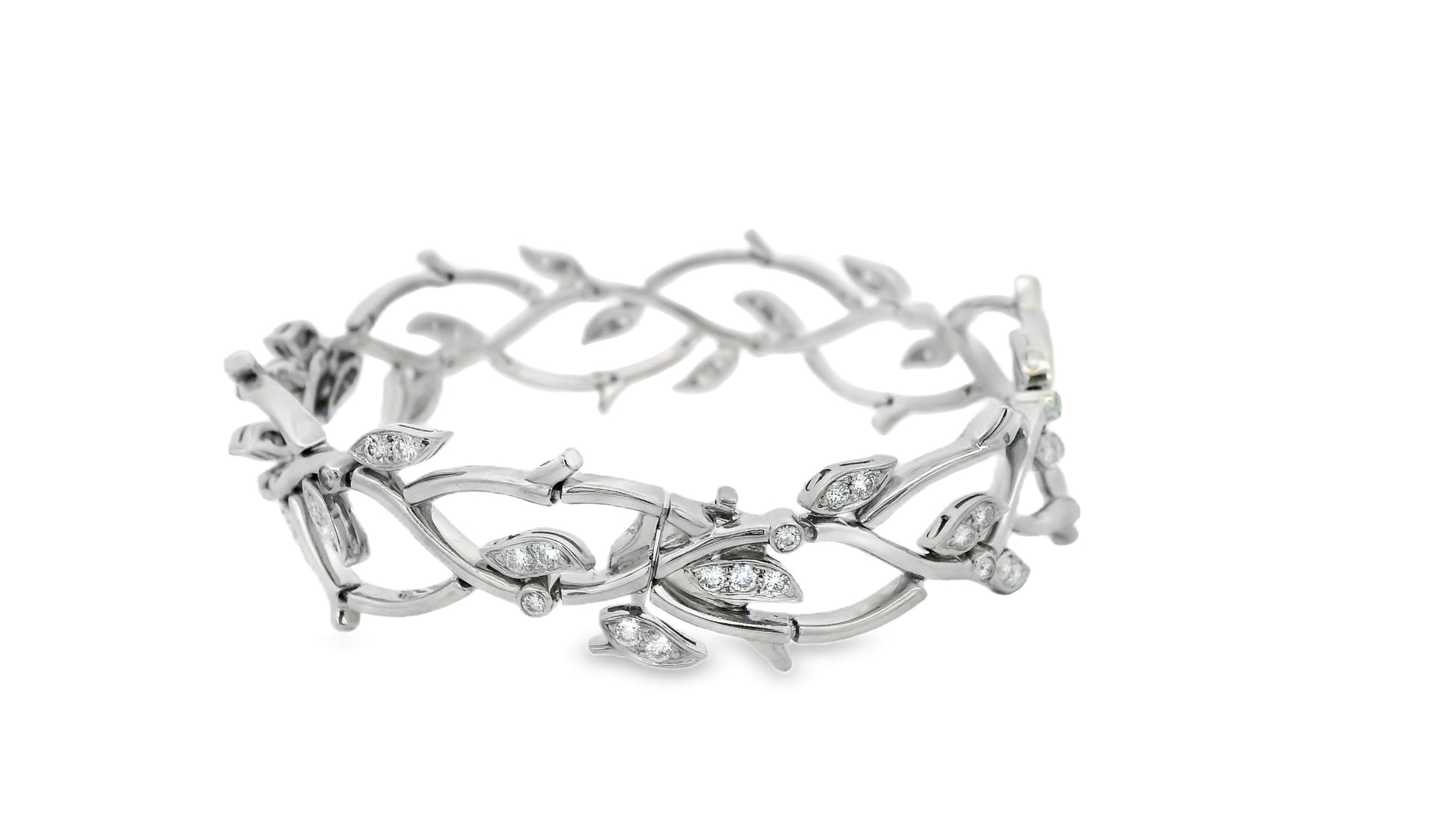 Tiffany olive leaf platinum diamond bracelet