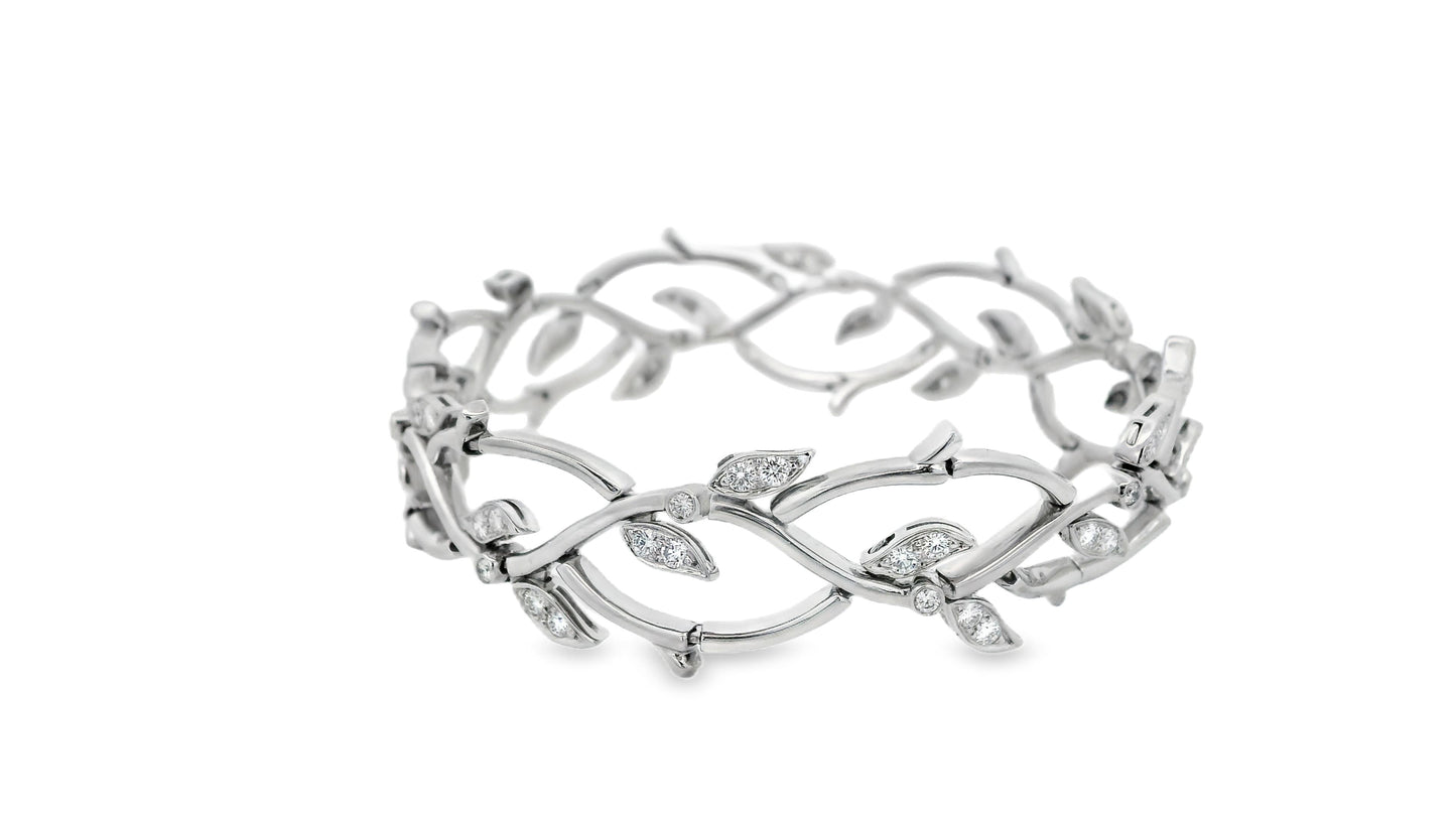 Tiffany olive leaf platinum diamond bracelet
