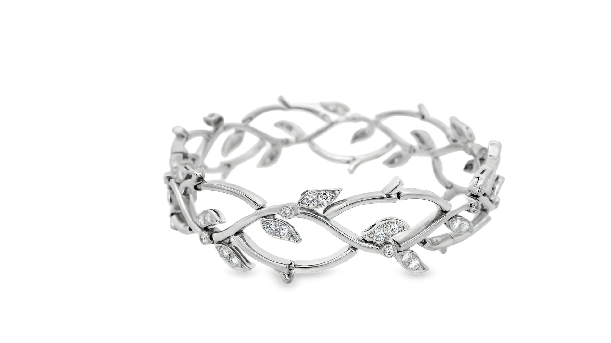 Tiffany olive leaf platinum diamond bracelet
