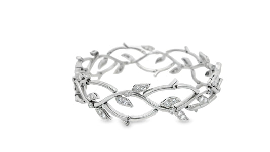 Tiffany olive leaf platinum diamond bracelet