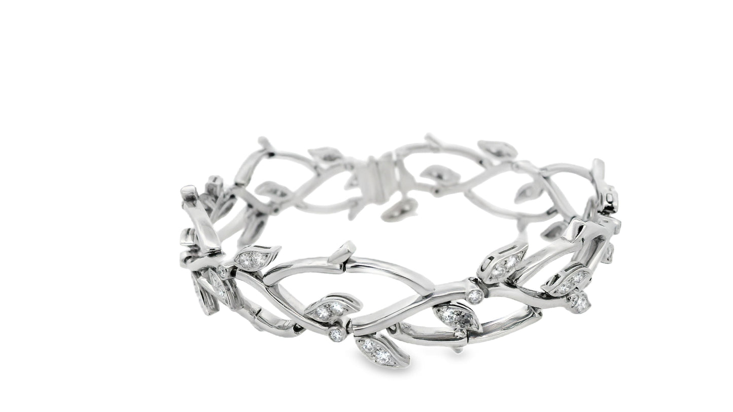 Tiffany olive leaf platinum diamond bracelet