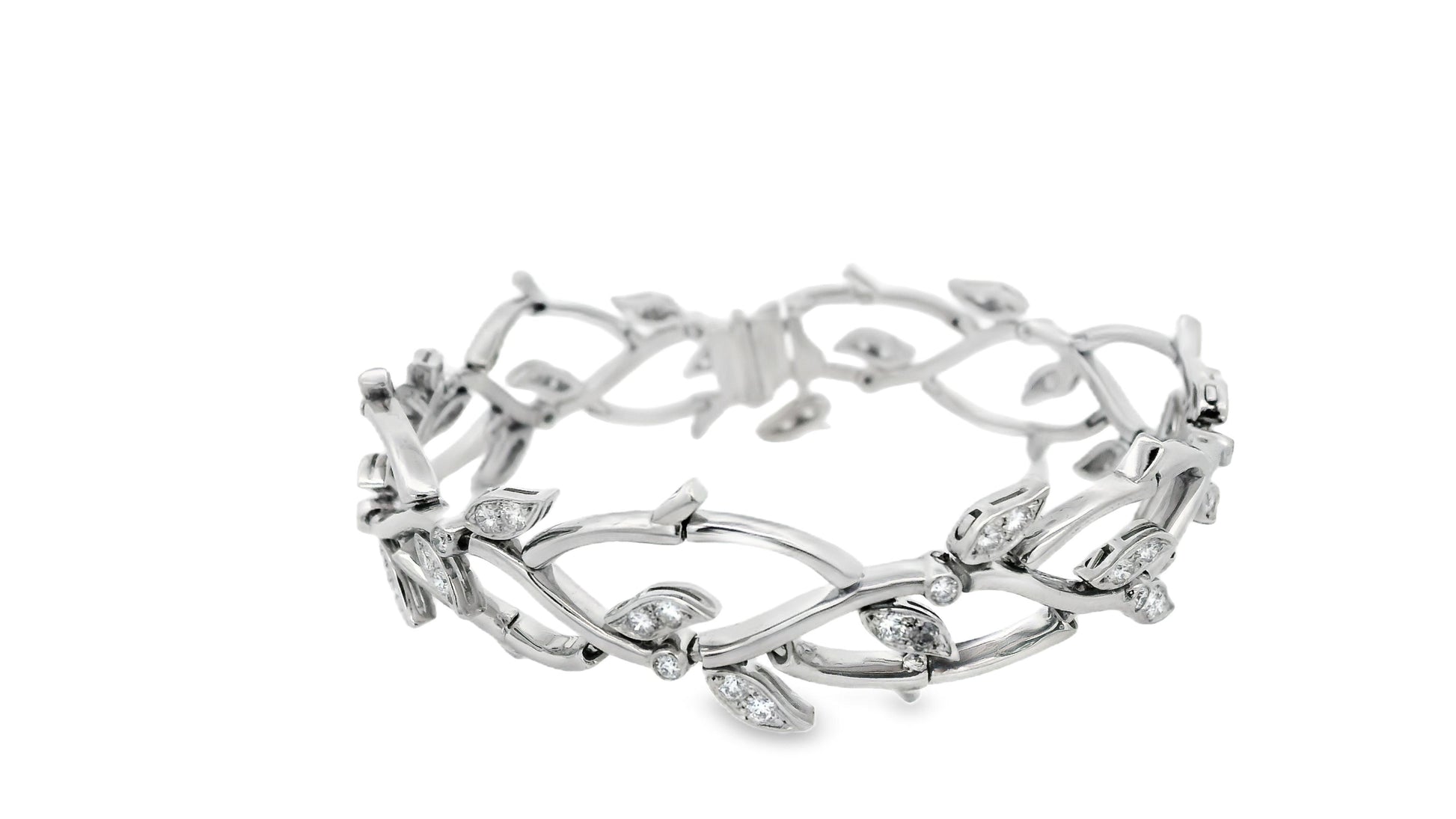 Tiffany olive leaf platinum diamond bracelet