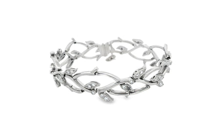Tiffany olive leaf platinum diamond bracelet
