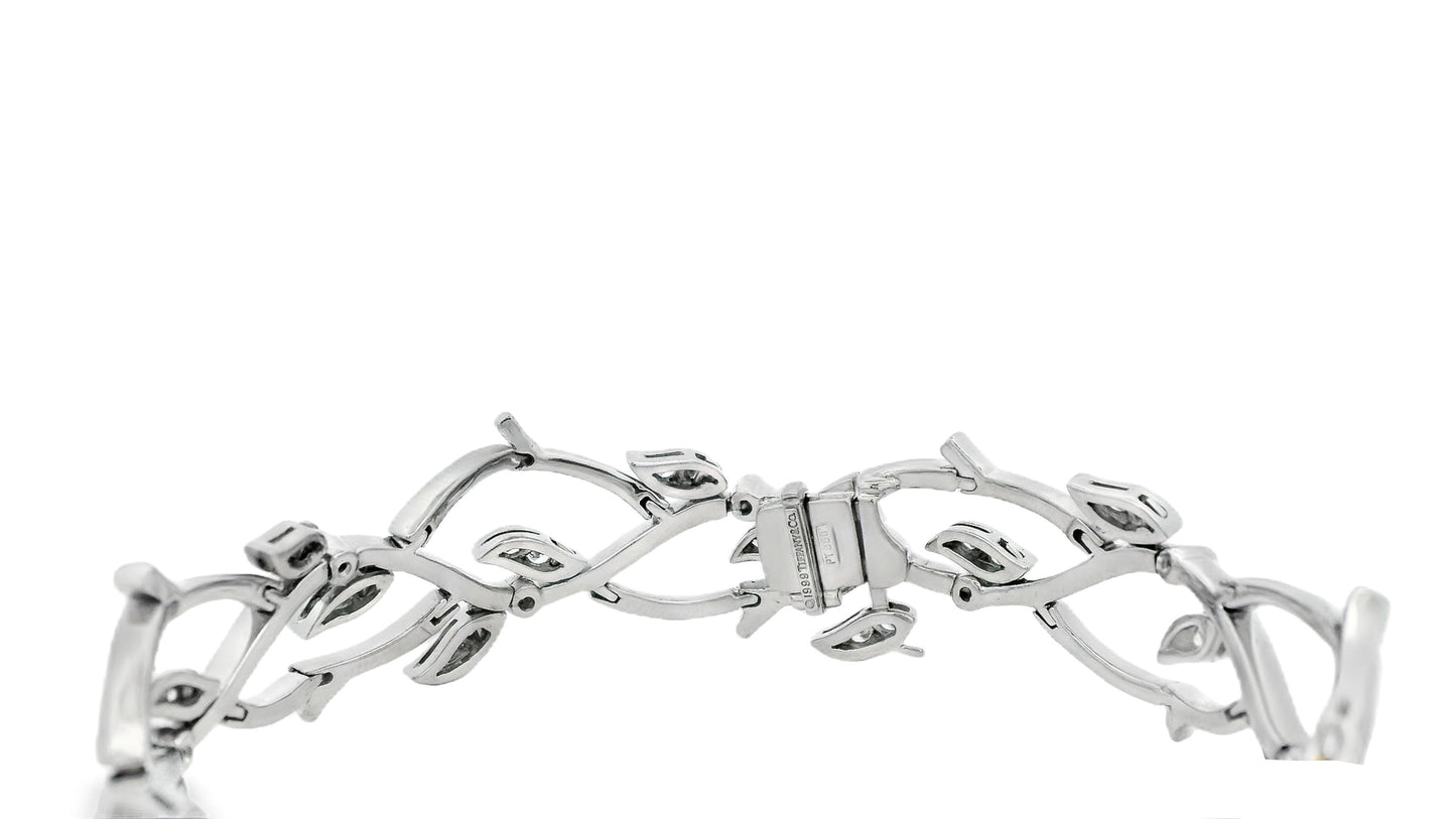Tiffany olive leaf platinum diamond bracelet