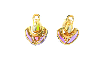 18K Gold Multi-Gemstone Drop Earrings Peridot, Citrine, Amethyst, and Diamond