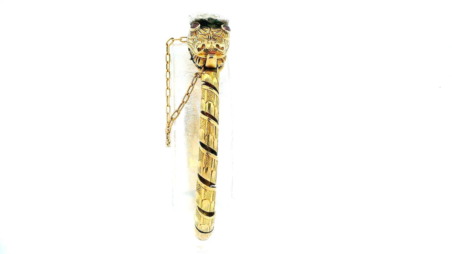 snake bangle 3.5ct antique heartshape diamond head