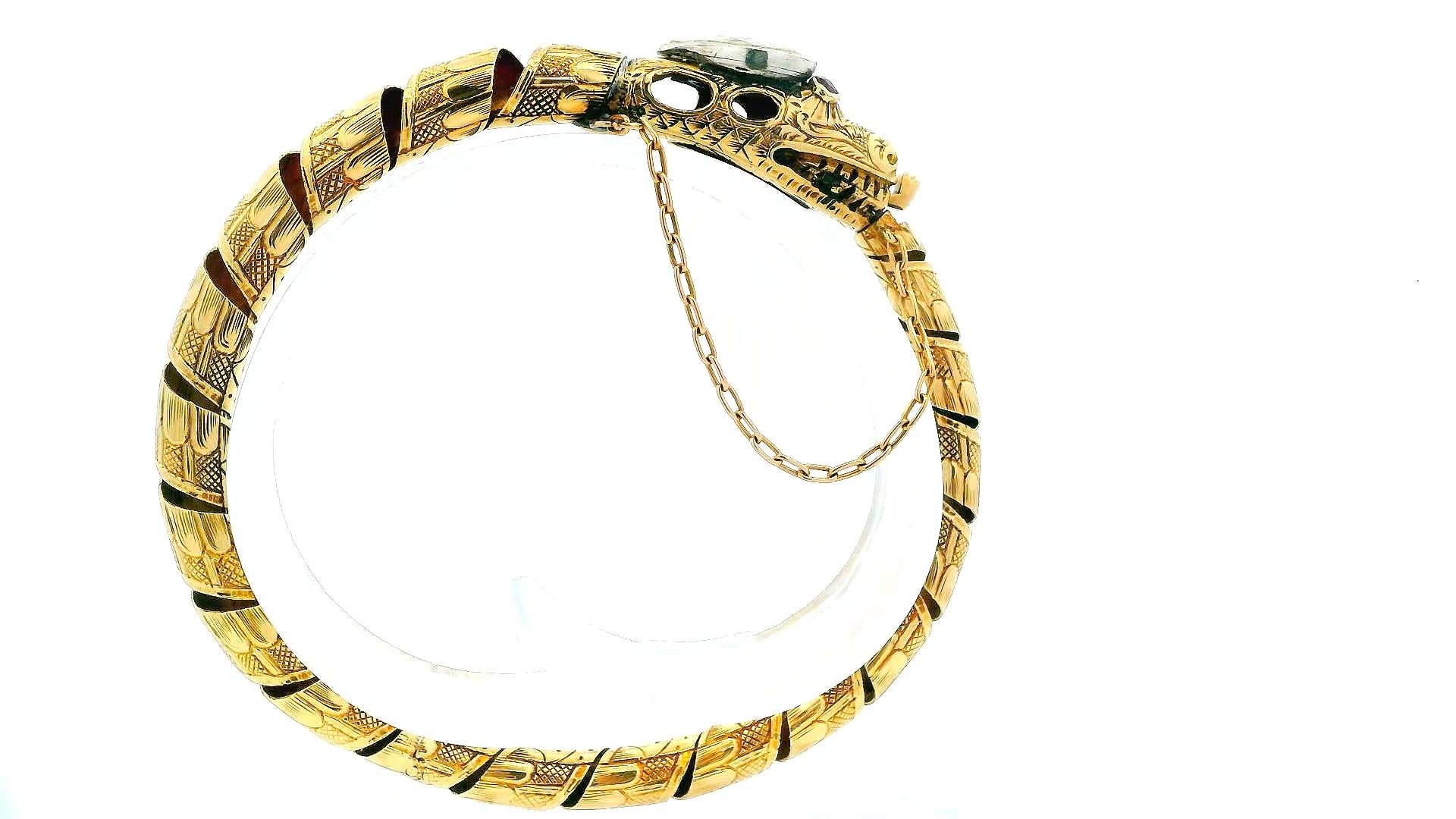 snake bangle 3.5ct antique heartshape diamond head
