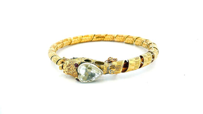 snake bangle 3.5ct antique heartshape diamond head