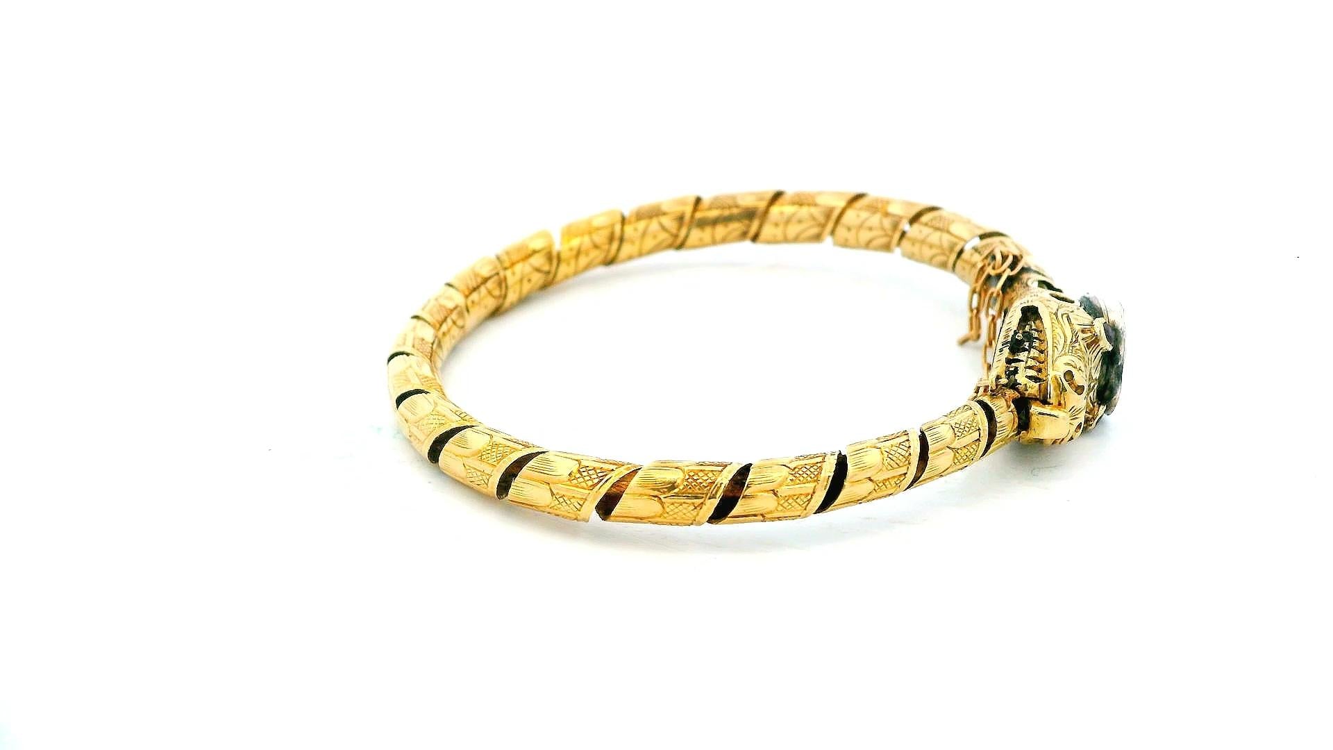 snake bangle 3.5ct antique heartshape diamond head