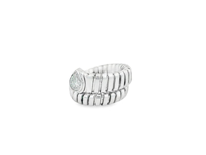 Bvlgari Serpenti 18K White Gold Pear Shaped Diamond Head Ring