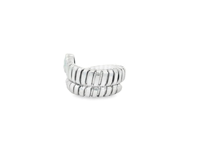 Bvlgari Serpenti 18K White Gold Pear Shaped Diamond Head Ring