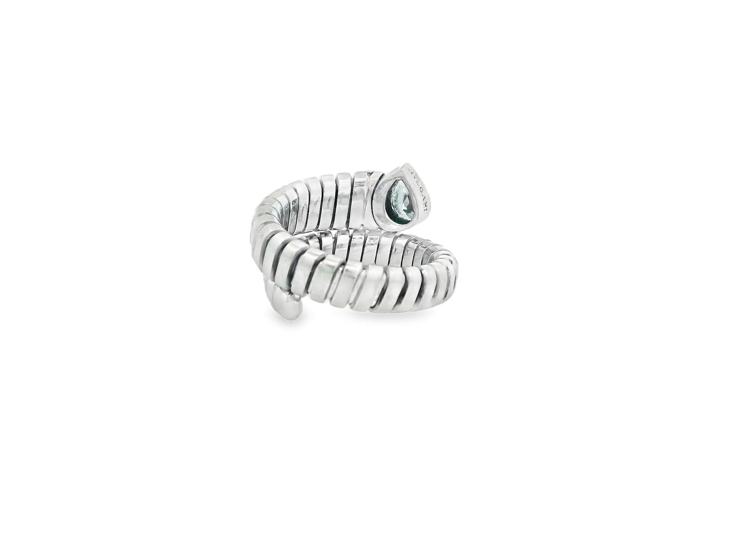 Bvlgari Serpenti 18K White Gold Pear Shaped Diamond Head Ring