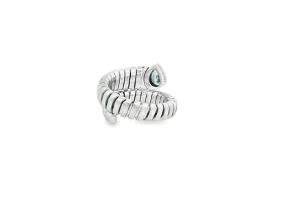 Bvlgari Serpenti 18K White Gold Pear Shaped Diamond Head Ring
