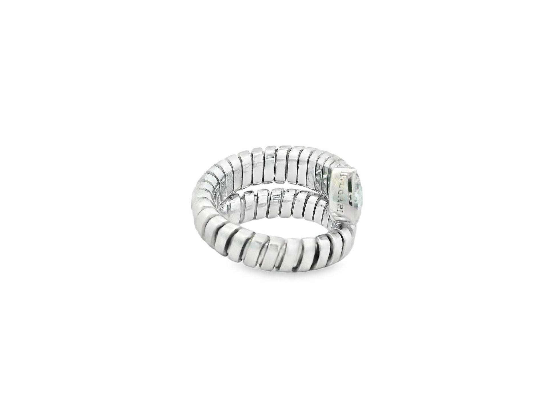 Bvlgari Serpenti 18K White Gold Pear Shaped Diamond Head Ring