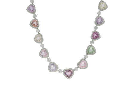 Fred Leighton Platinum Heart Sapphire & Diamond Necklace GAL Appraisal