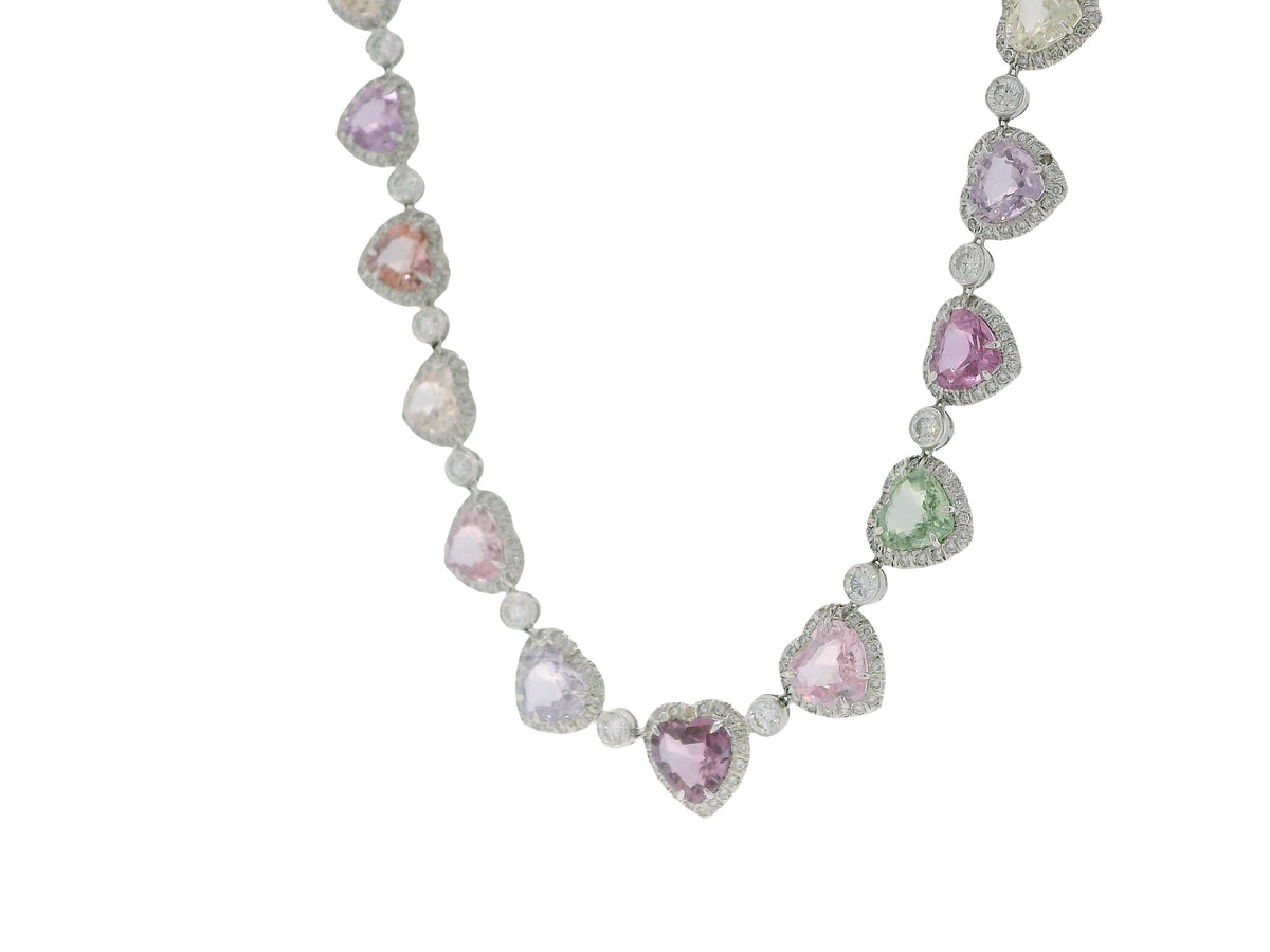 Fred Leighton Platinum Heart Sapphire & Diamond Necklace GAL Appraisal